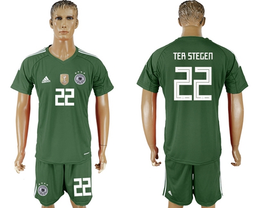 Germany #22 Ter Stegen Army Green Goalkeeper Soccer Country Jersey - Click Image to Close